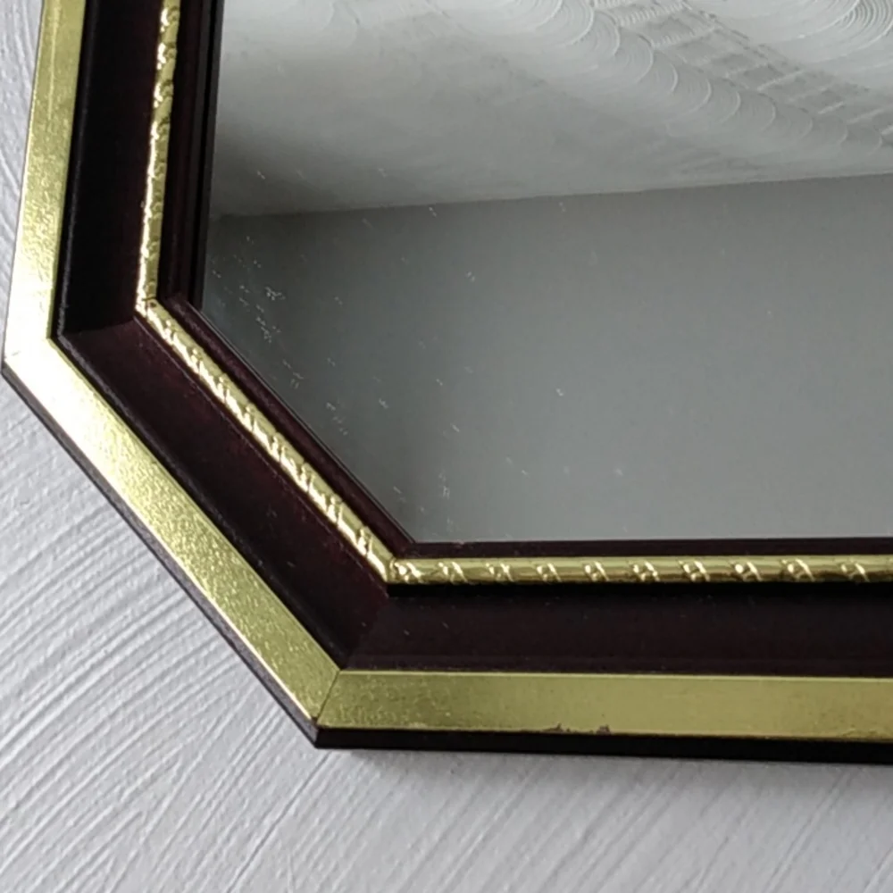 Home Interiors Octagon Mahogany gold accents mirror